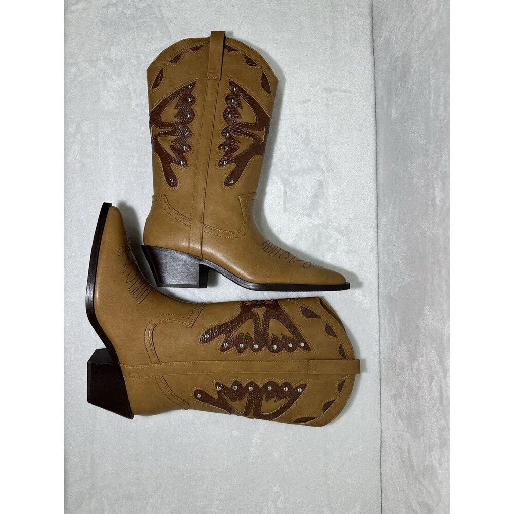 Madden Girl Western Cowboy Boots Women 8M Brown Pointed Toe - Picture 5 of 13